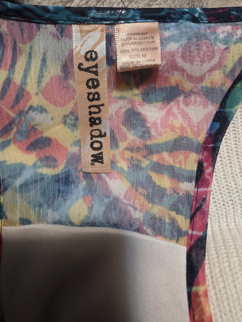 Eyeshadow Multicolor Abstract Print Racerback High-Low Dress Size M - Picture 5 of 7